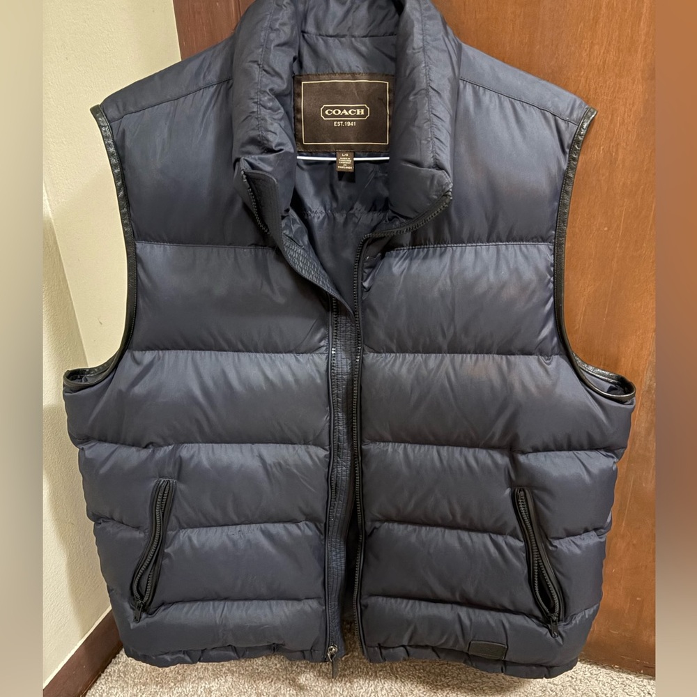 Coach Men's Dark Blue Quilted Vest